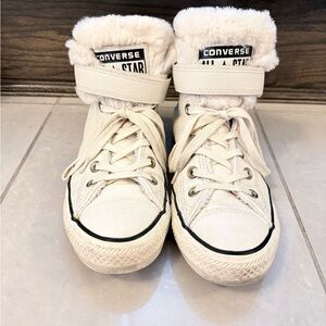 Converse Cream High-Tops with Faux Fur Lining